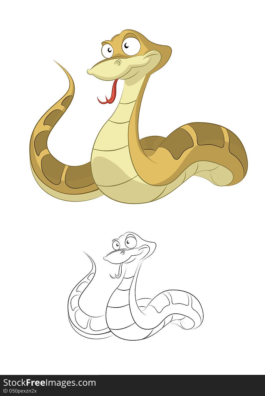 Vector image of funny cartoon snake. Vector image of funny cartoon snake