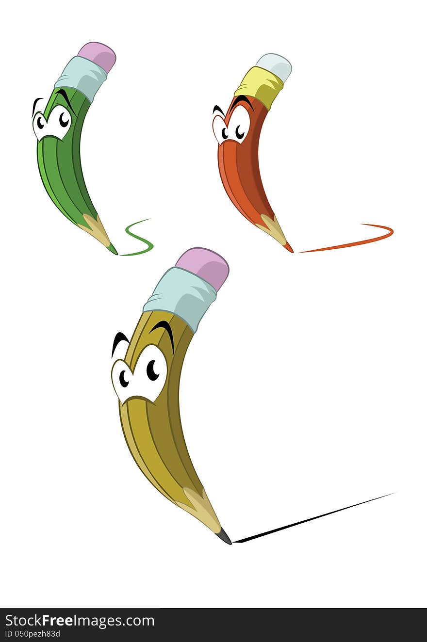 Vector image of funny cartoon pencil. Vector image of funny cartoon pencil