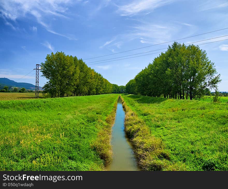 Rural landscape with small river at summer. Rural landscape with small river at summer