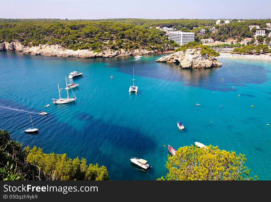 View of Cala Galdana beach in Menorca, Balearic Islands, Spain. View of Cala Galdana beach in Menorca, Balearic Islands, Spain