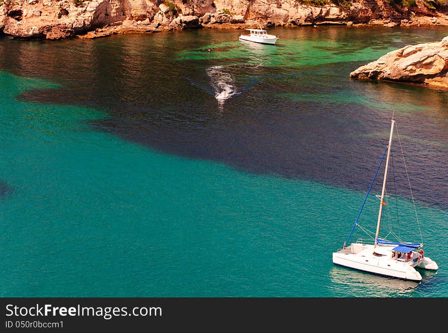 View of Cala Galdana beach in Menorca, Balearic Islands, Spain. View of Cala Galdana beach in Menorca, Balearic Islands, Spain