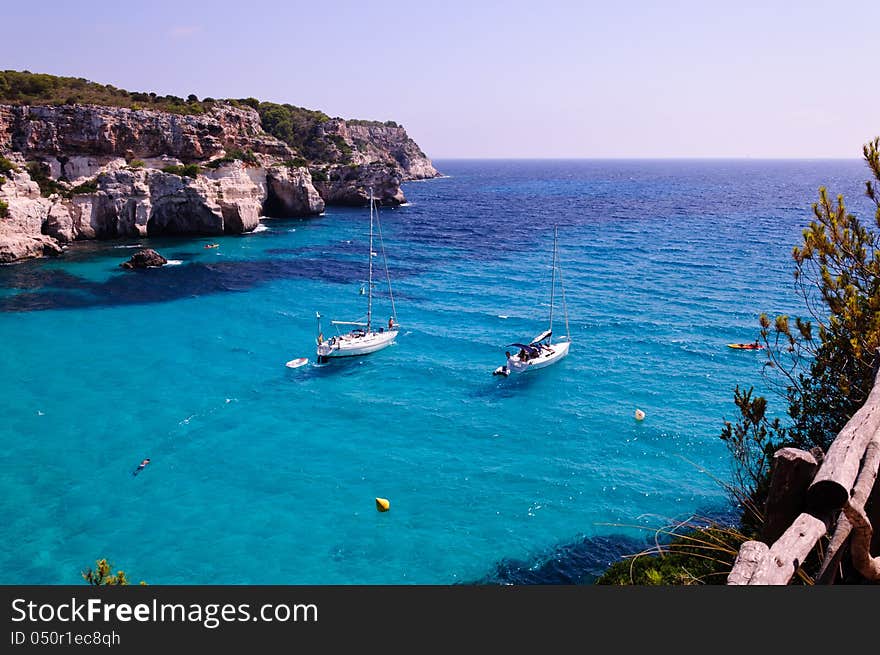 Cala Macarella beach in Menorca, Spain