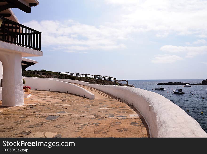 Typical white houses in the village of Binibequer Vell, Menorca, Balearic Islands