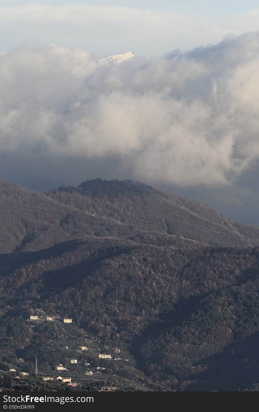 Apuan alps view from la spezia in italy