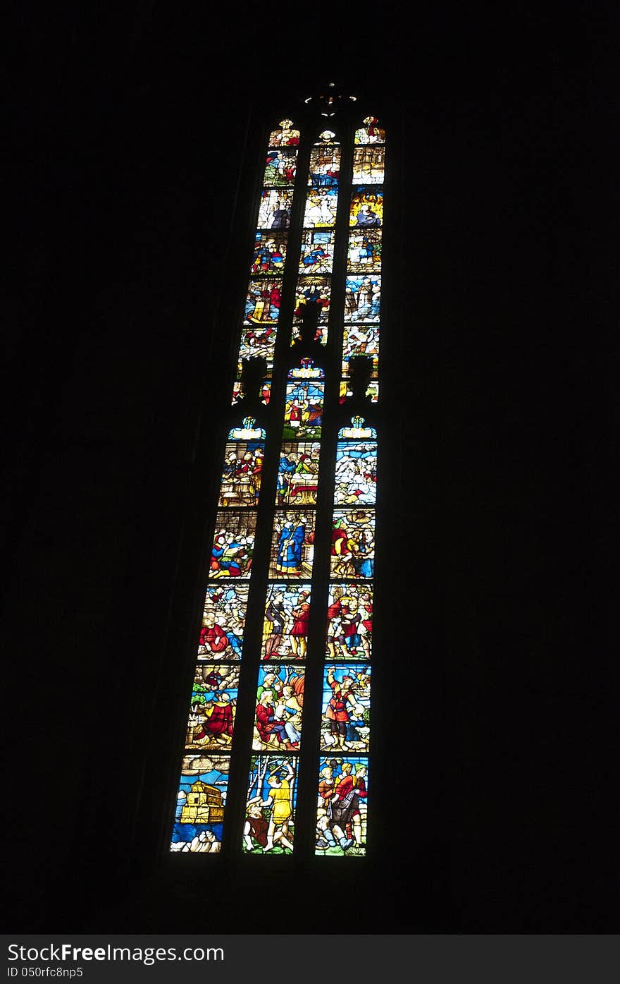 Big glass window inside of duomo