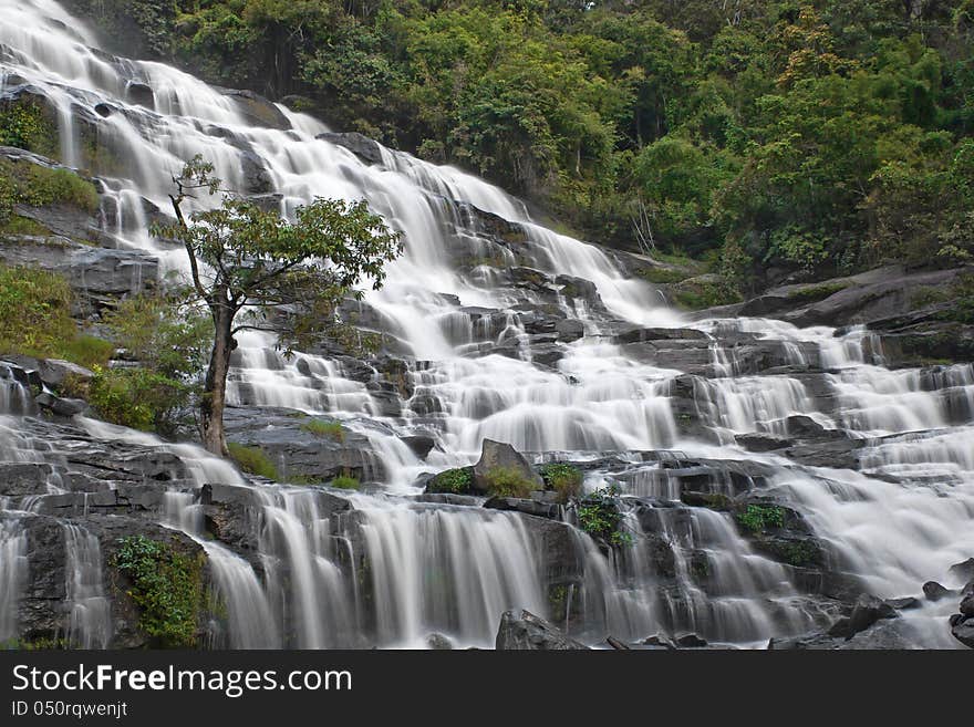 Beautiful waterfall from wild nature water creek forest. Beautiful waterfall from wild nature water creek forest.