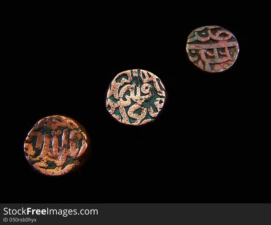 Old Indian moghul era Akbar copper coin. Old Indian moghul era Akbar copper coin