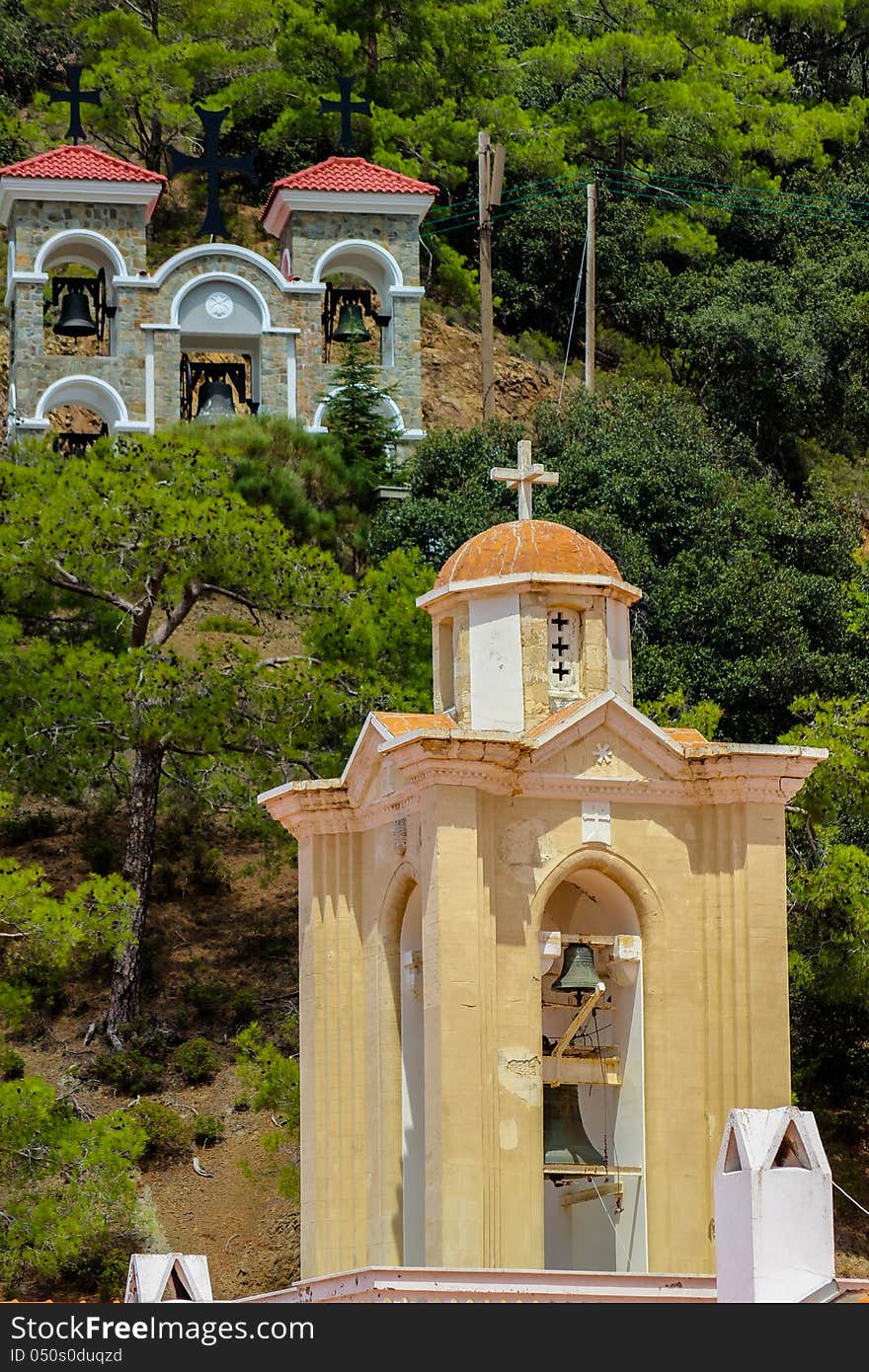 Kykkos monastery bells on a hill