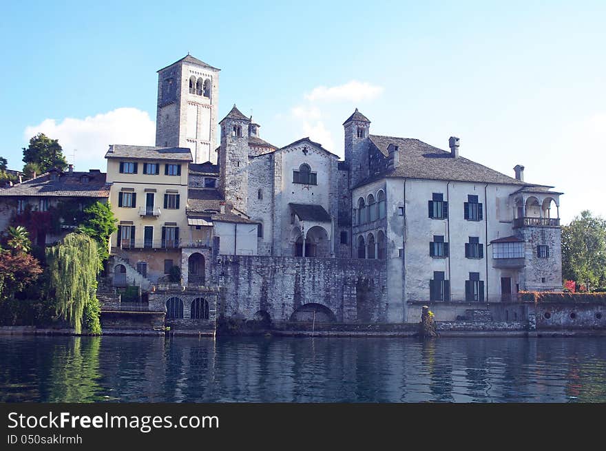 Saint Giulio island on Orta lake, Italy