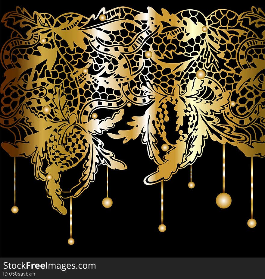 Golden lacy decor. Vector illustration