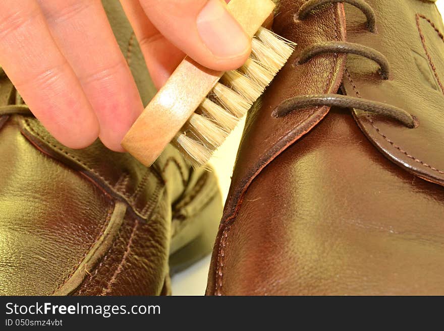 Keep leather shoes in top condition with a brushed. Keep leather shoes in top condition with a brushed