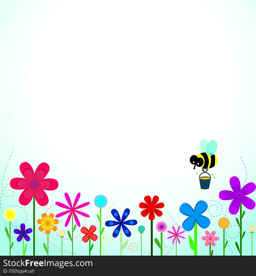 Bee pick honey on flowers. Bee pick honey on flowers