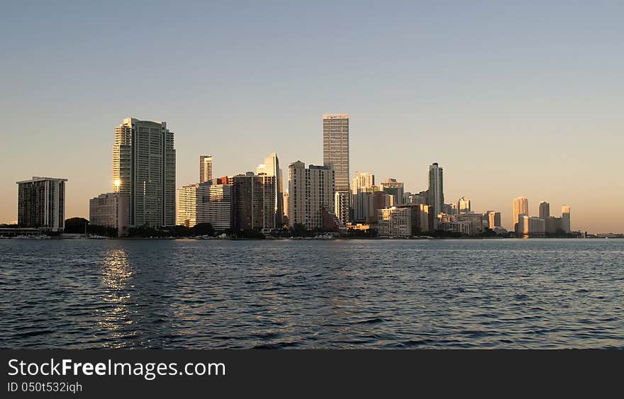 Miami Downtown in the Sunset Lights. Miami Downtown in the Sunset Lights