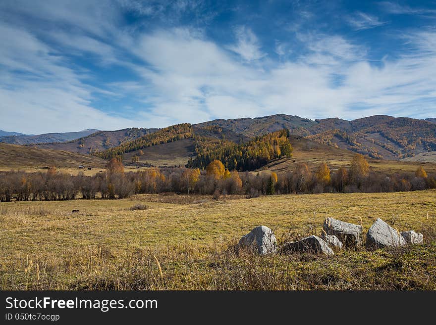 Grassland Of Xinjiang China Autumn Scenery