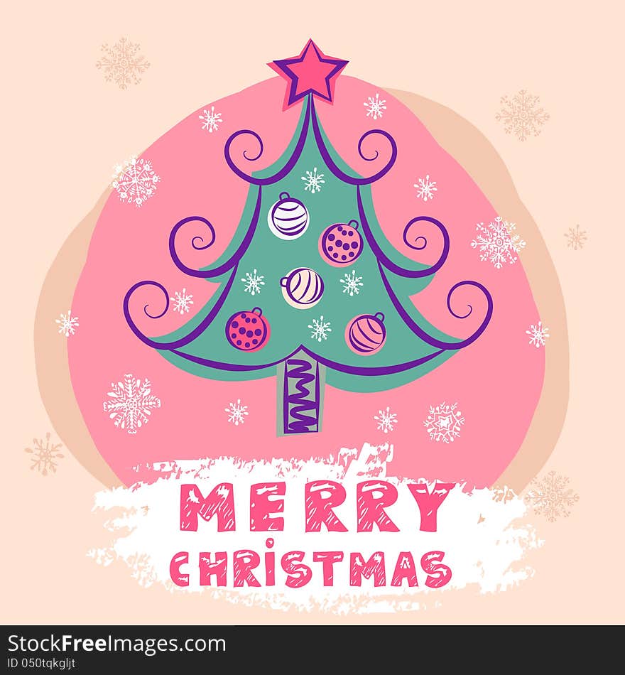 Colorful Christmas Tree With Christmas Balls. Vector Illustration. Colorful Christmas Tree With Christmas Balls. Vector Illustration.