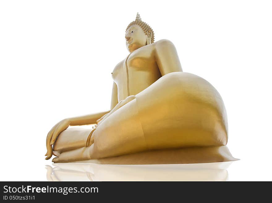 Isolates the upper side of the siting Buddha.