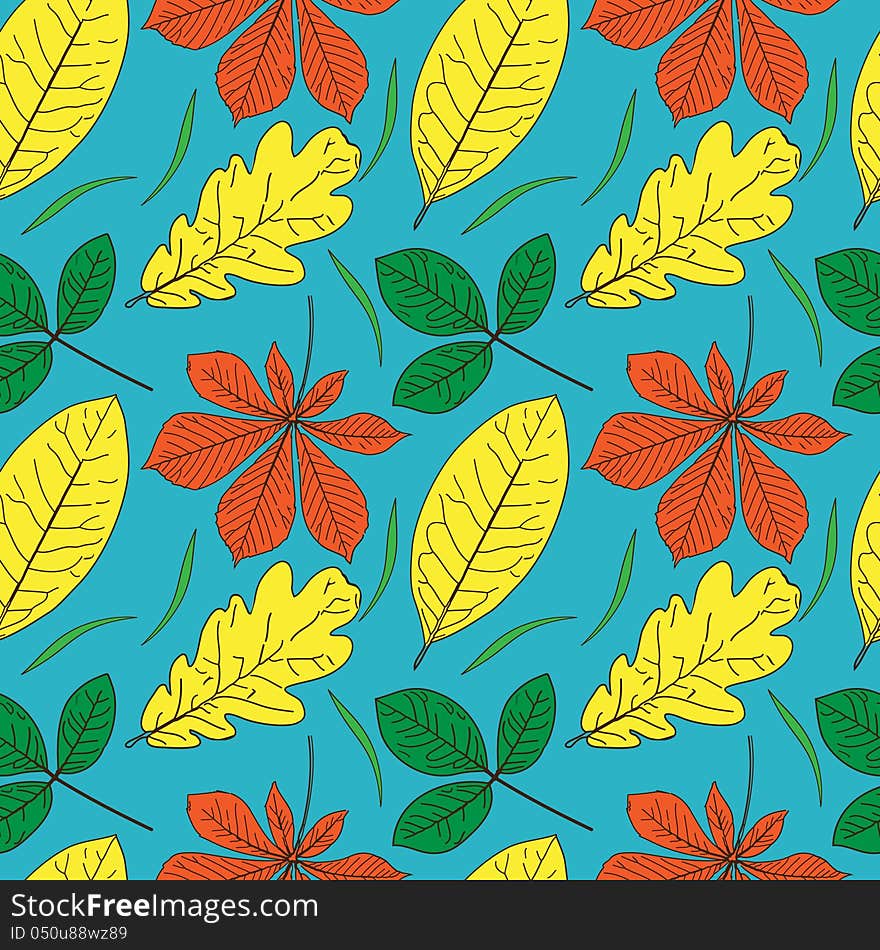 Vector seamless pattern with leaves