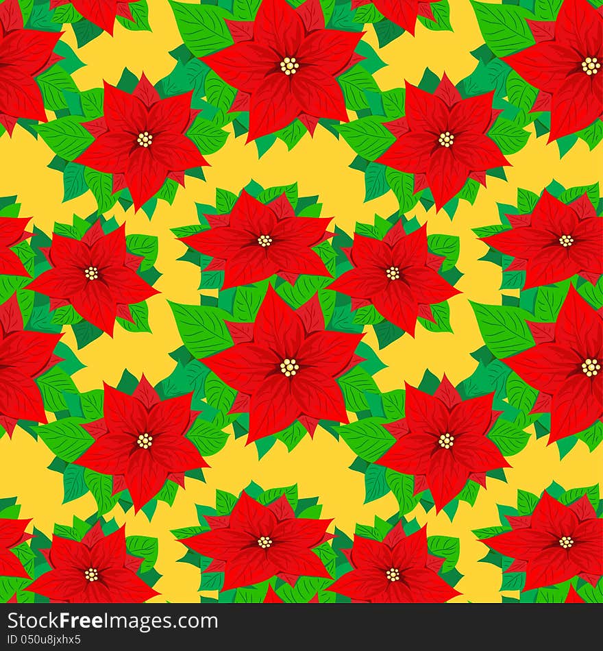 Seamless pattern with poinsettia