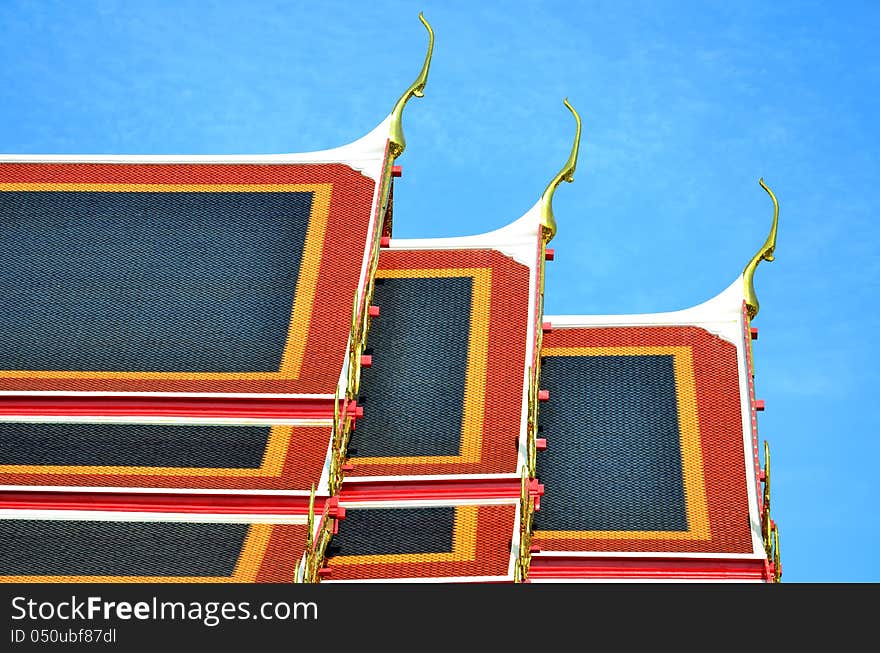 Roof of Thai s Temple and blue sky. Roof of Thai s Temple and blue sky