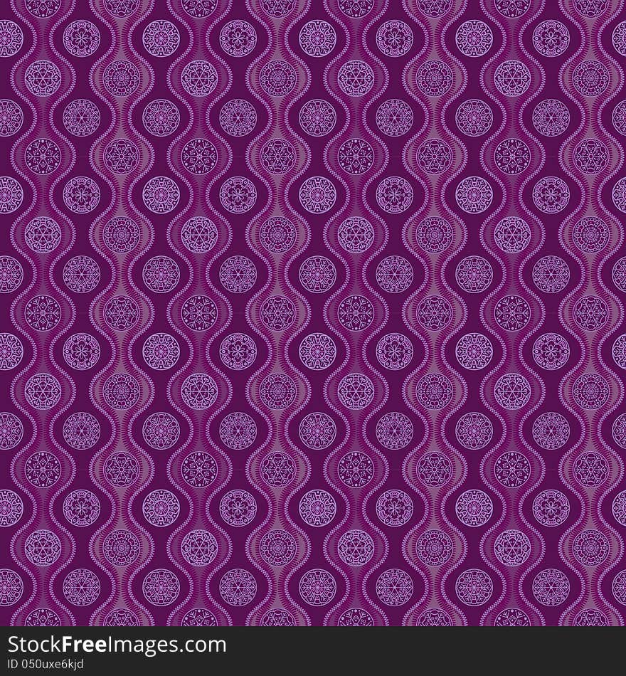 Pattern With Waves And Snowflakes, Purple