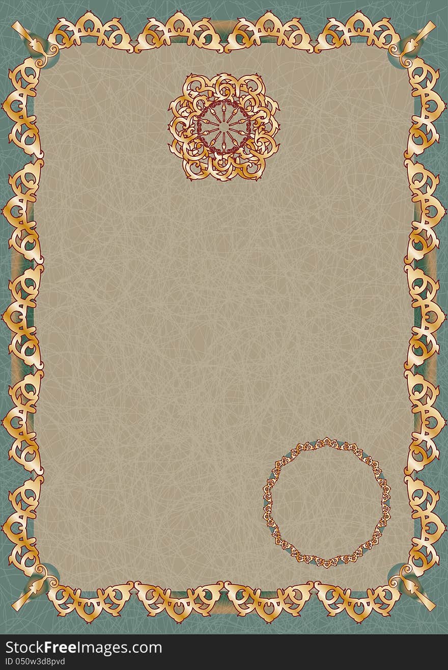 Vector Vertical certificate with gold ornaments and design elements