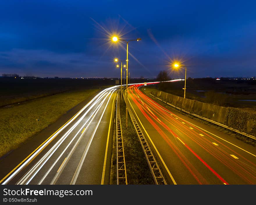 View from above on highway N11 near Leiden