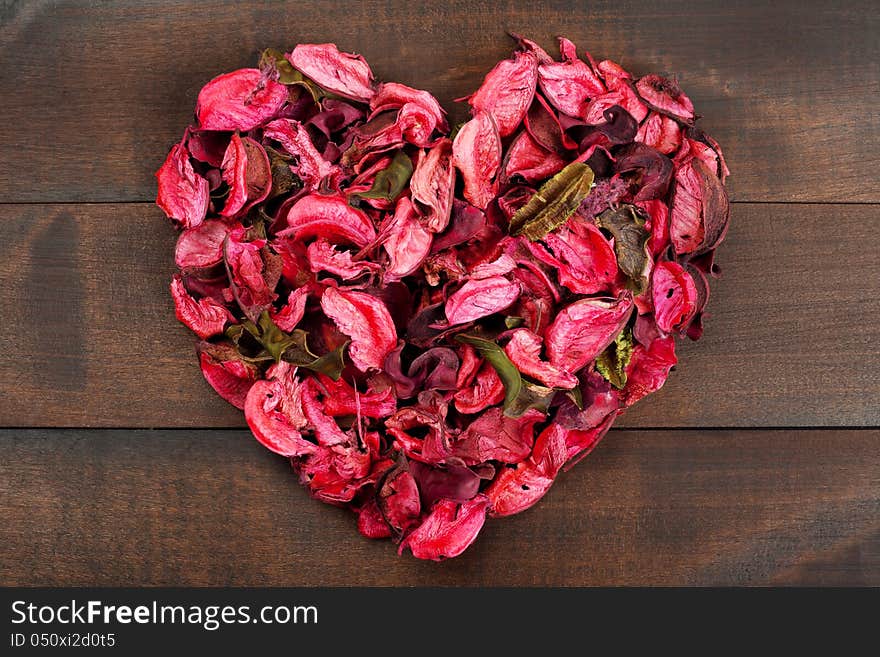 Flower Petals Forming A Heart Shape