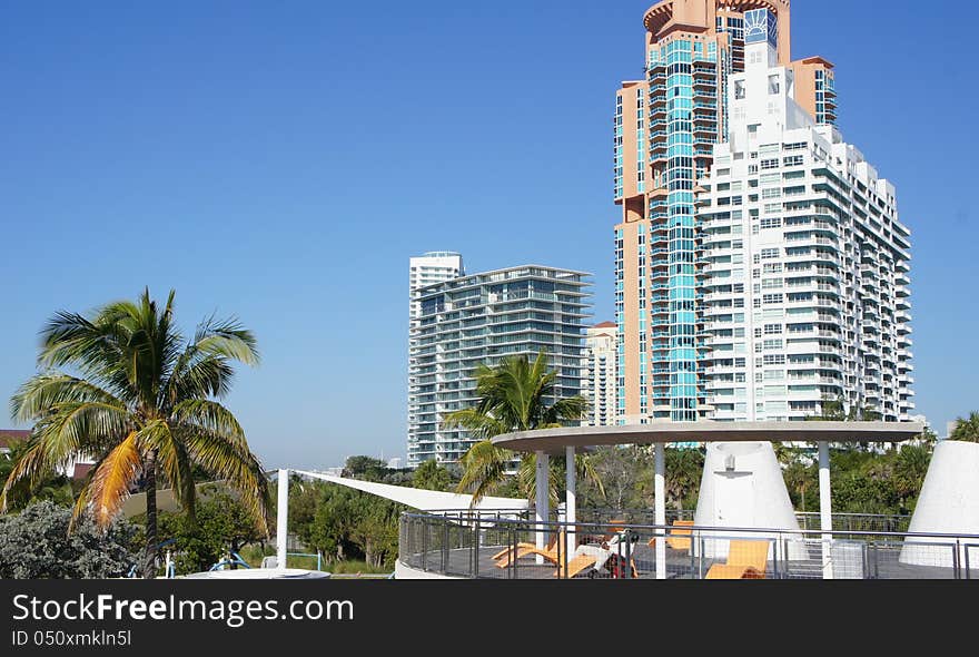 High-rise buildings on the coast of South Beach, Miami