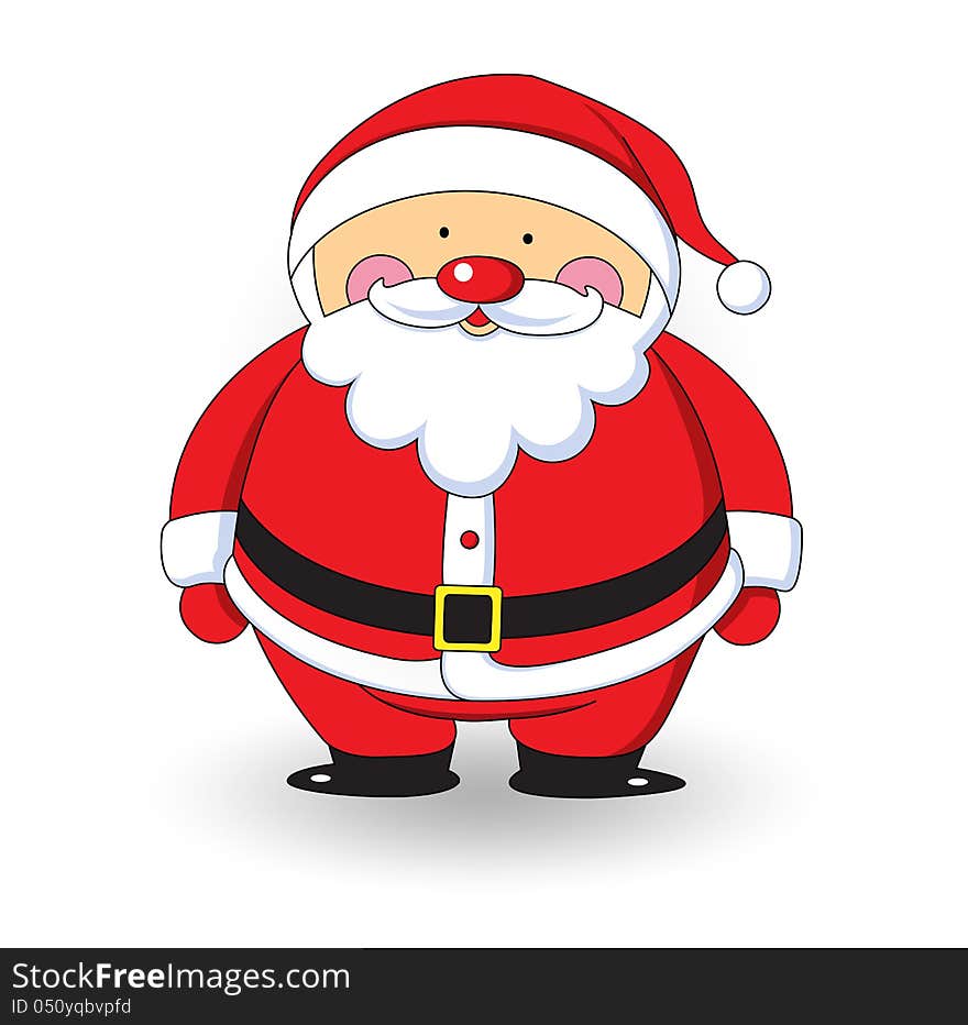 Santa claus on white background. Vector illustration for retro christmas card.