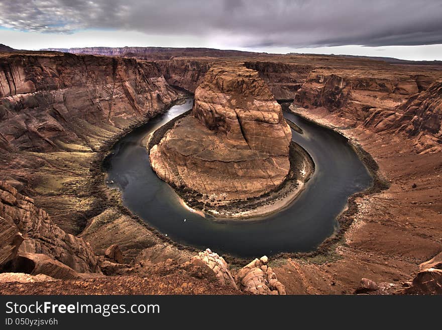 Horshoe bend in a cloudy day in Page Arizona. Horshoe bend in a cloudy day in Page Arizona