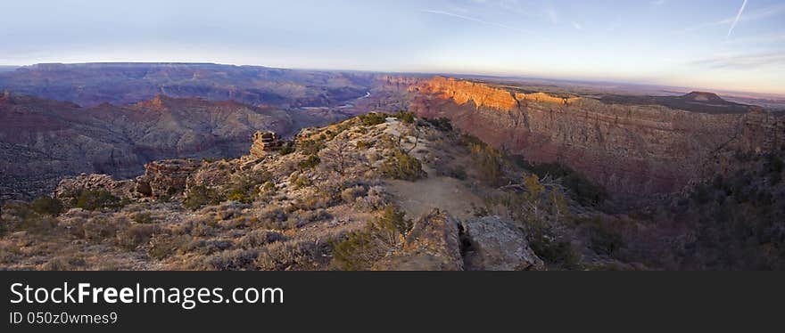 Panoramic View of Grand Canyon at sunset in Arizona , USA. Panoramic View of Grand Canyon at sunset in Arizona , USA