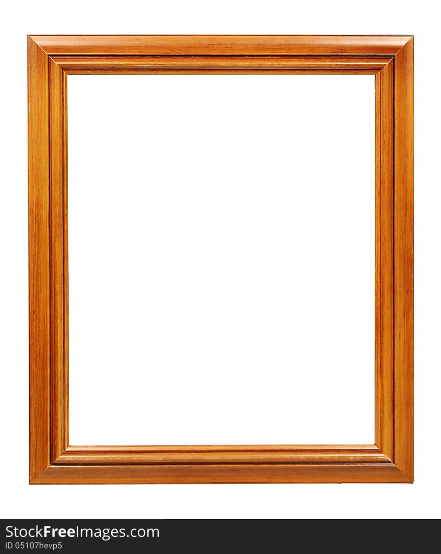 Rectangular wooden frame with clear varnish applied, isolated on white. Clipping path included. Rectangular wooden frame with clear varnish applied, isolated on white. Clipping path included.