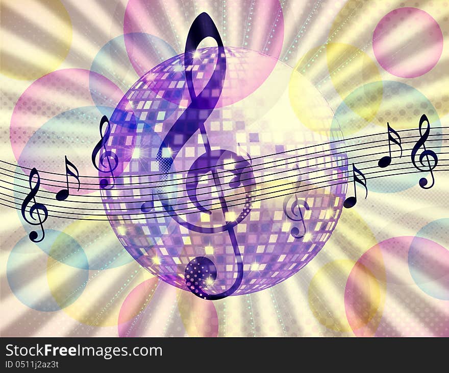 Funky Music Background With Dico Ball