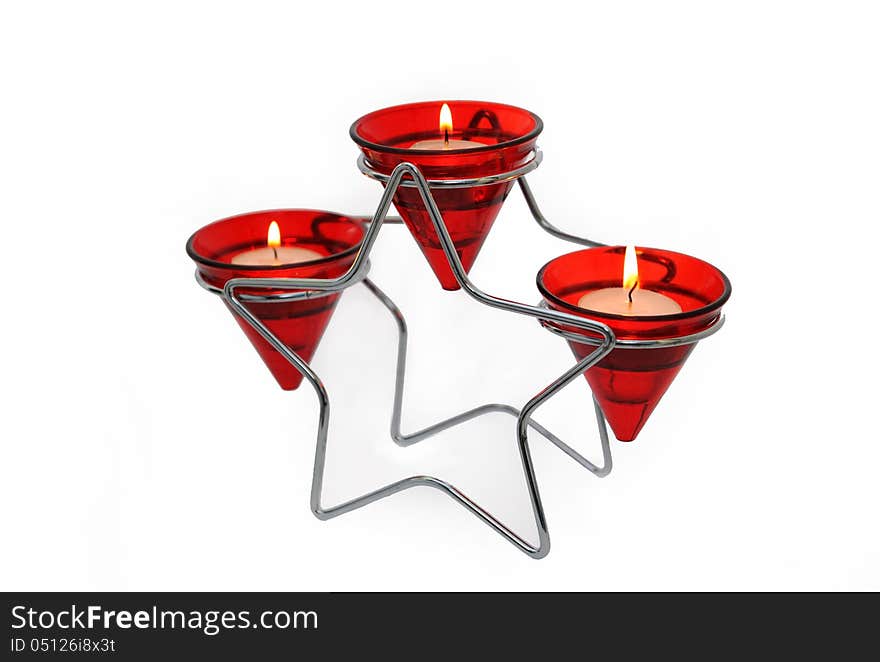 Star candle holder with three fires