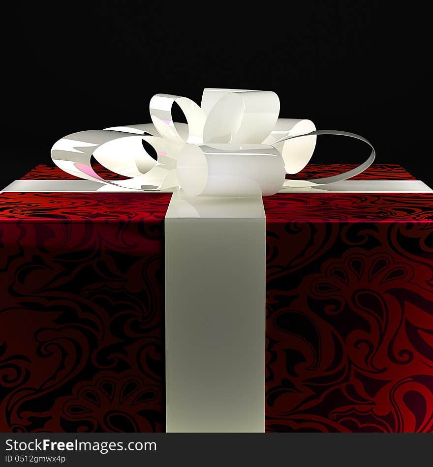 Present box on black background