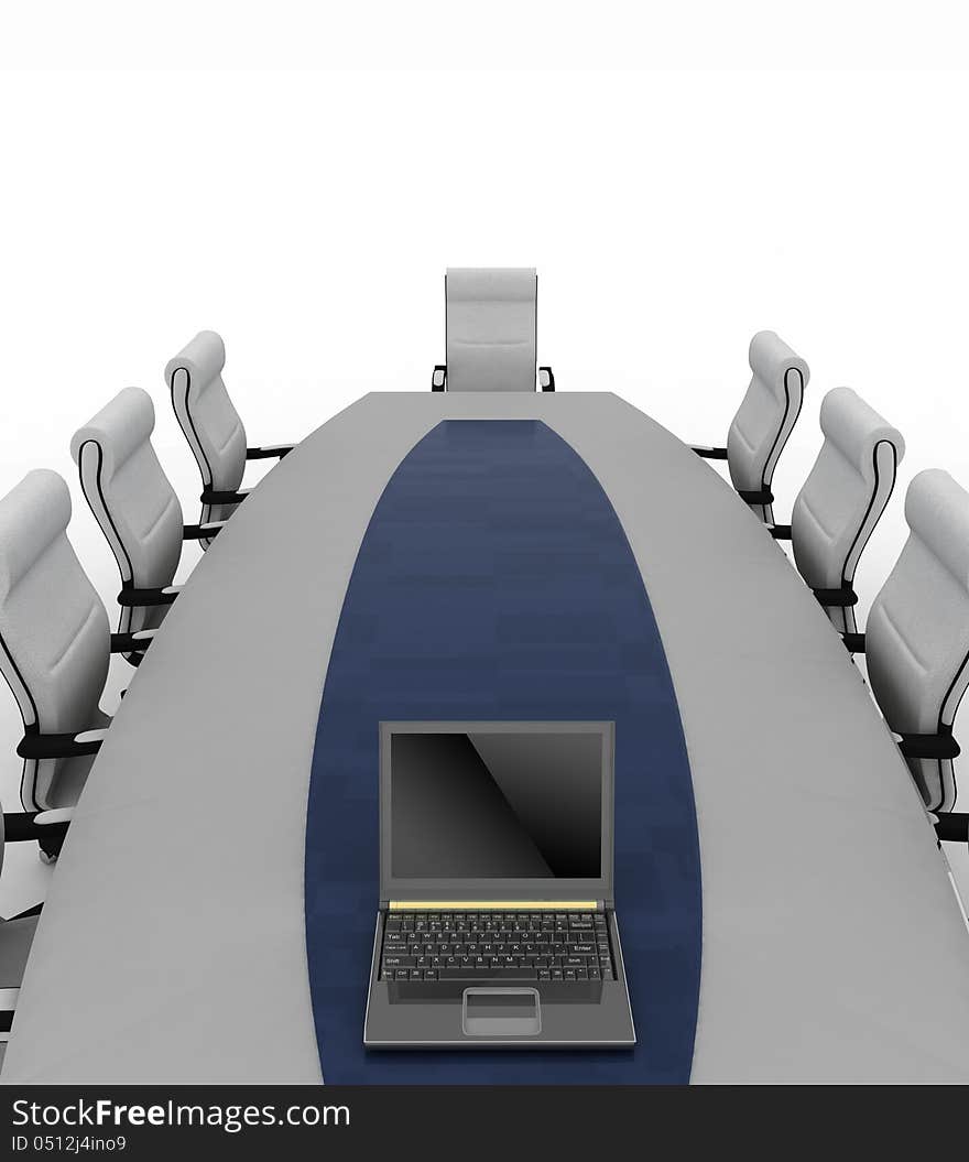 Conference Table with empty chairs for modern office.