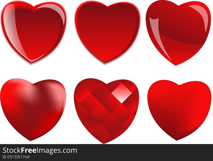 Set of hearts on a white background