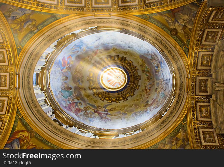 Interior view of San Pietro (Saint Peter) basilica in Vatican, Rome. Interior view of San Pietro (Saint Peter) basilica in Vatican, Rome