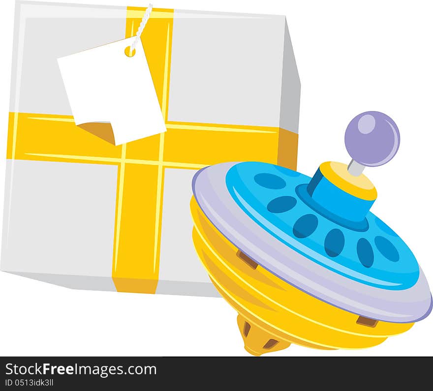 Gift box with whirligig. Illustration