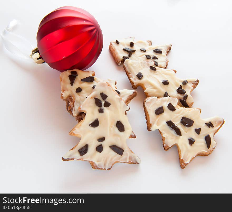 Christmas cookies with a red bauble