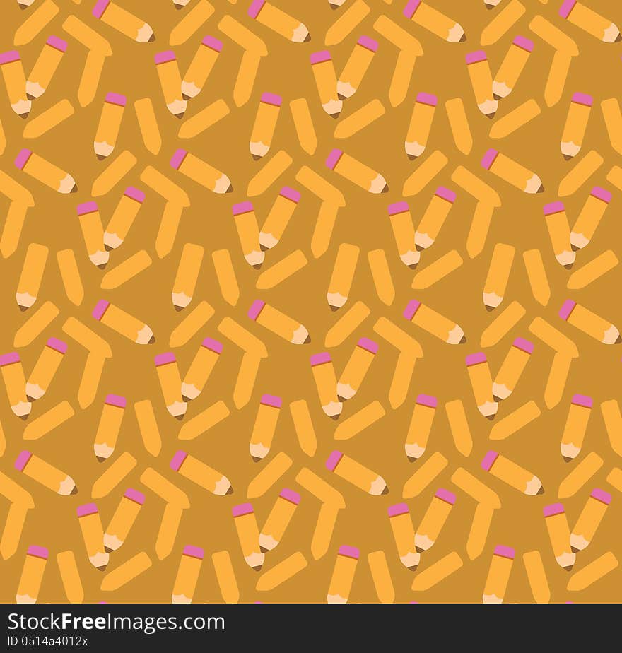 Illustration of cute cartoon pencils pattern background. Illustration of cute cartoon pencils pattern background.