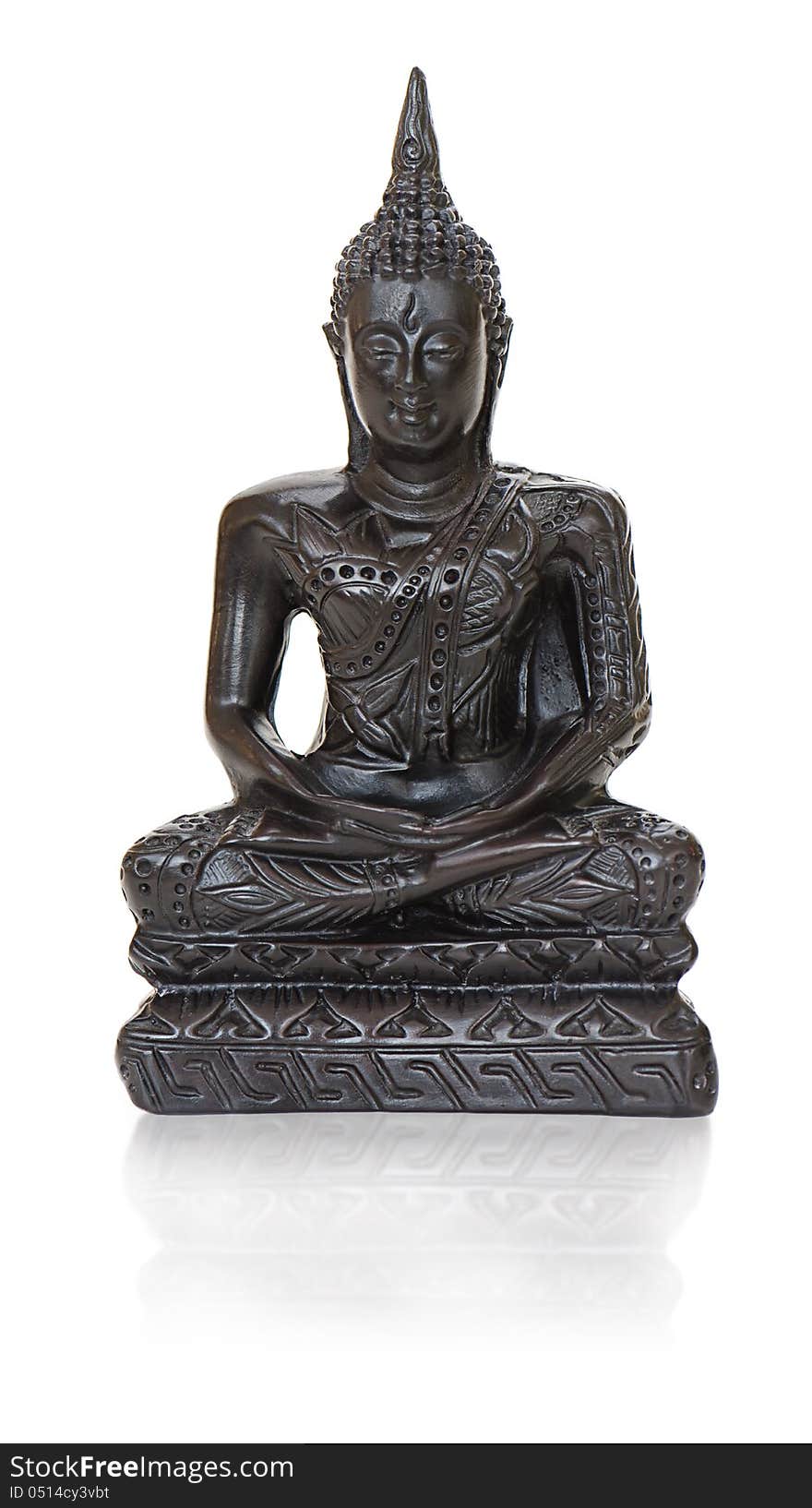 Traditional bronze Buddha statuette on white