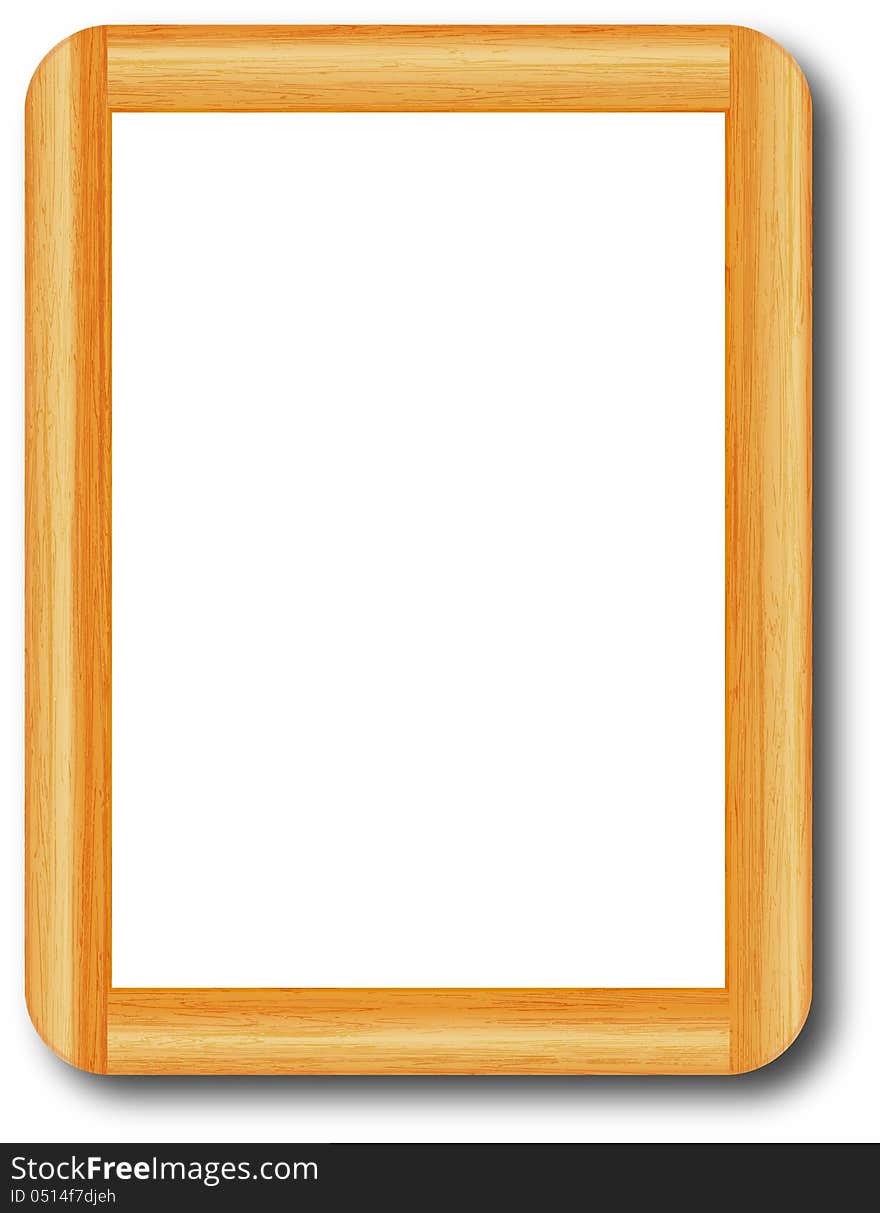 Wooden frame whiteboard isolated on white background