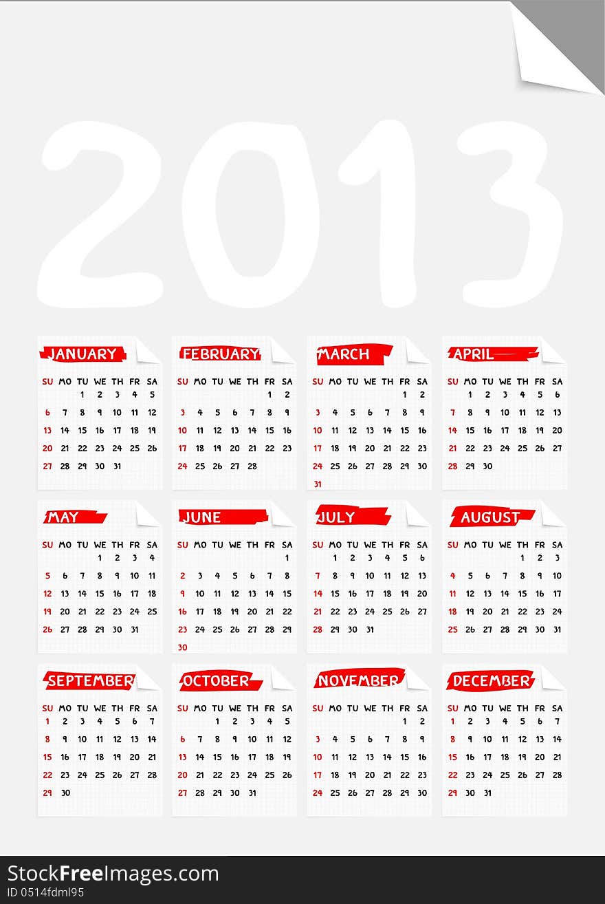 Fold corner paper calendar 2013