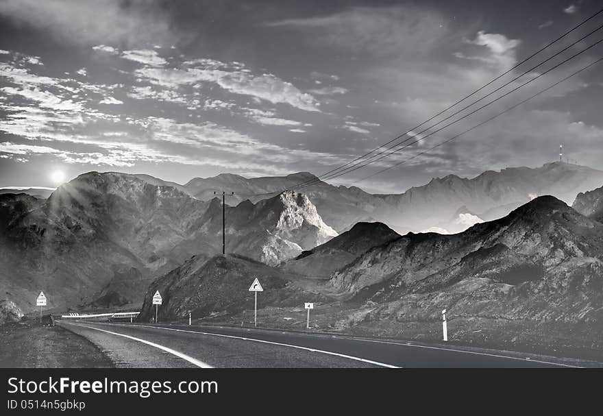 Night road to the Red canyon