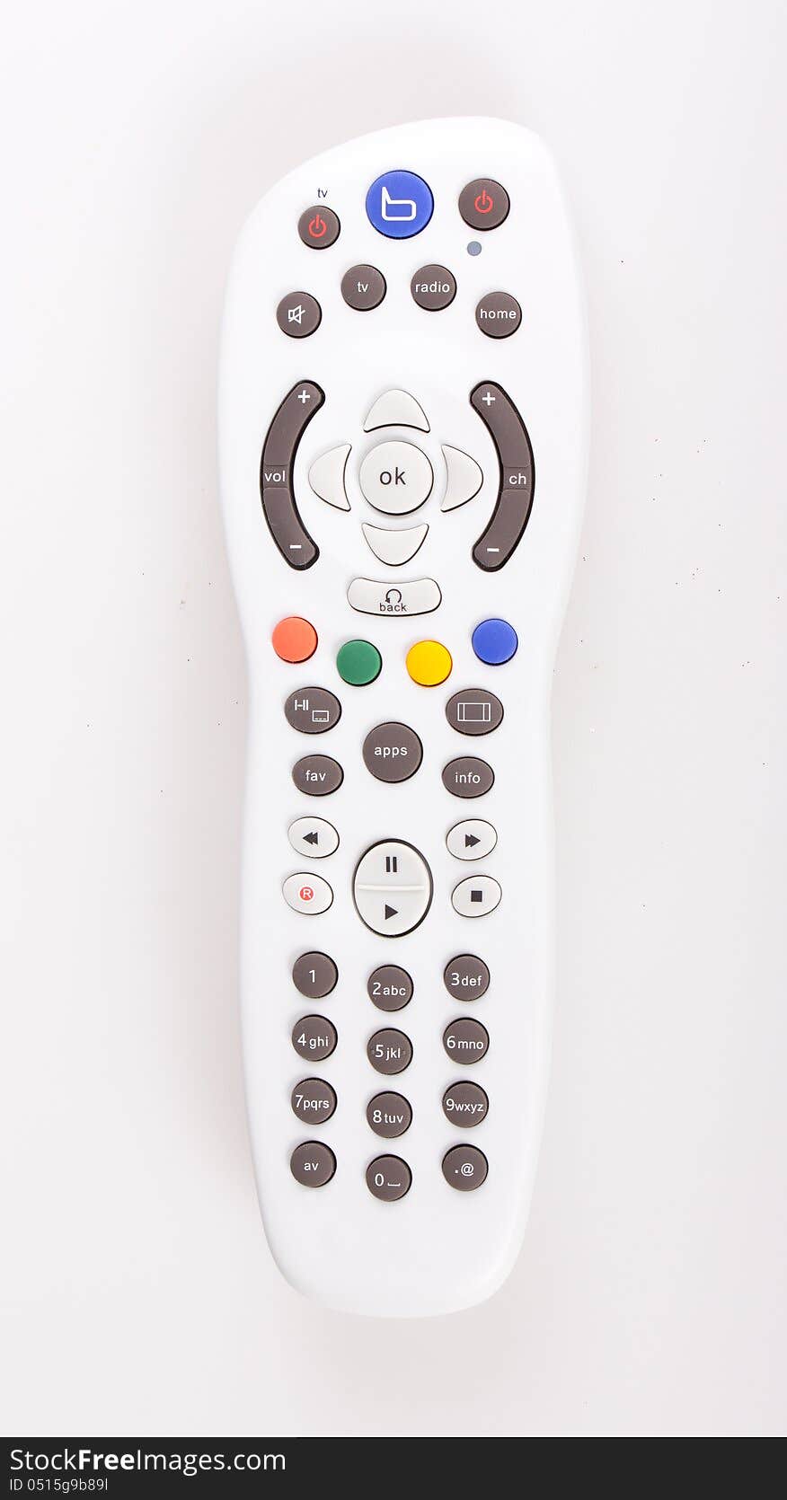 Remote control over the white background