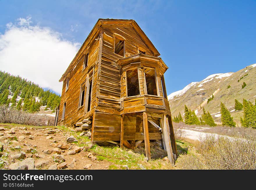 The Largest Preserved House in Animas Forks, a Ghost Town in the San Juan Mountains of Colorado