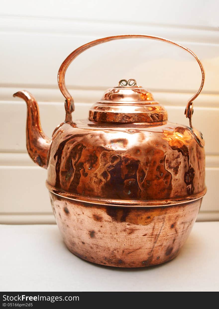 Copper tea and coffee pot