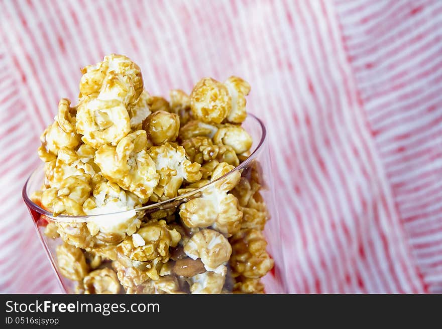 Sweet popcorn in glass