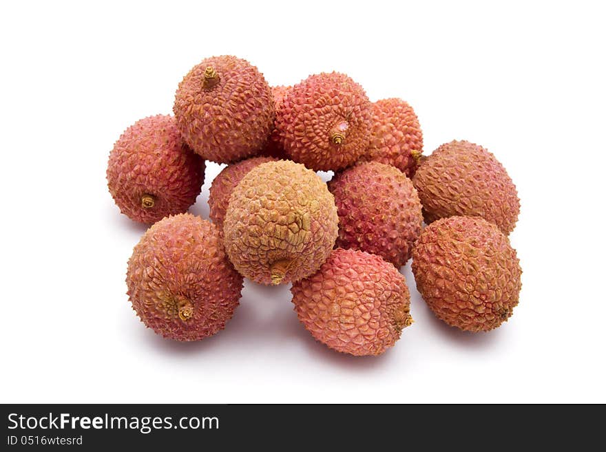 Fresh Litchi Closeup On white Background